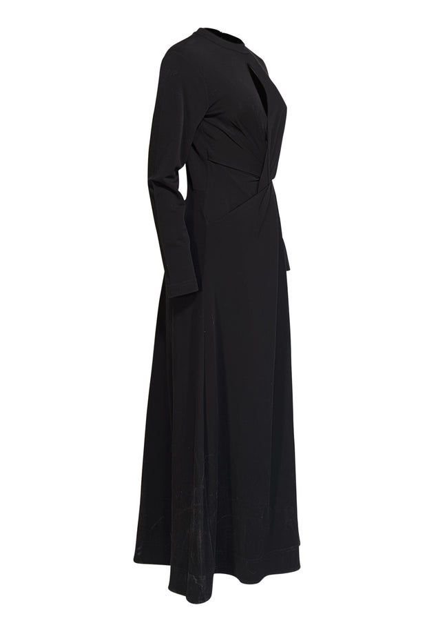 Me & Em - Black Fluid Crepe Twist Front Maxi Dress Sz 10 - Current Boutique