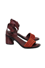 Current Boutique-Mercedes Castillo - Maroon, Rust Red, & Black Strappy Sandals Sz 6