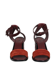Current Boutique-Mercedes Castillo - Maroon, Rust Red, & Black Strappy Sandals Sz 6