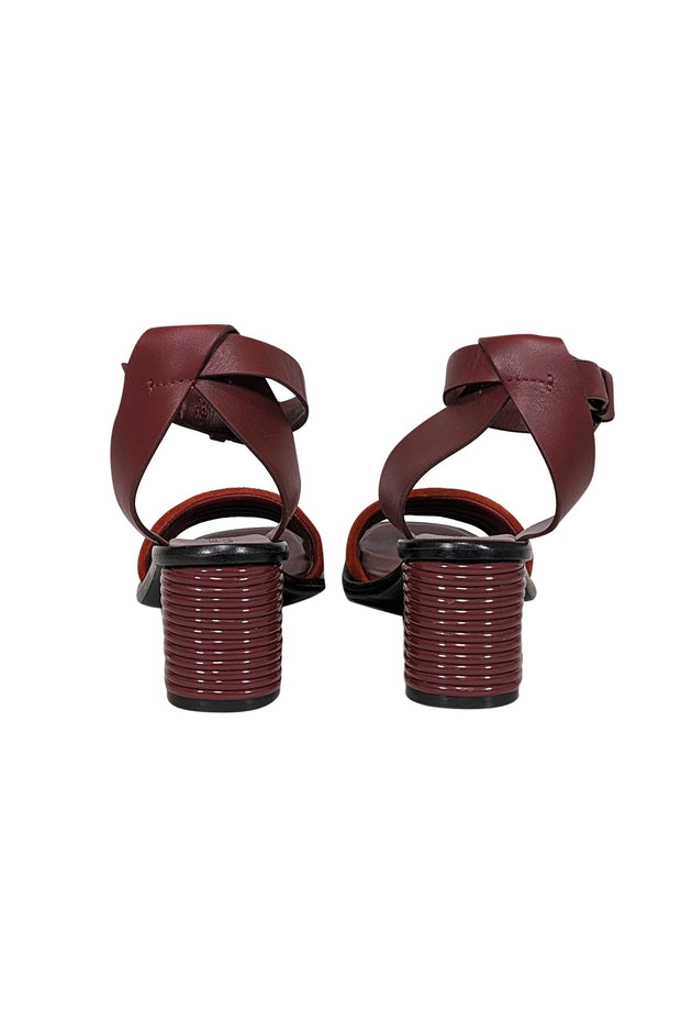 Current Boutique-Mercedes Castillo - Maroon, Rust Red, & Black Strappy Sandals Sz 6