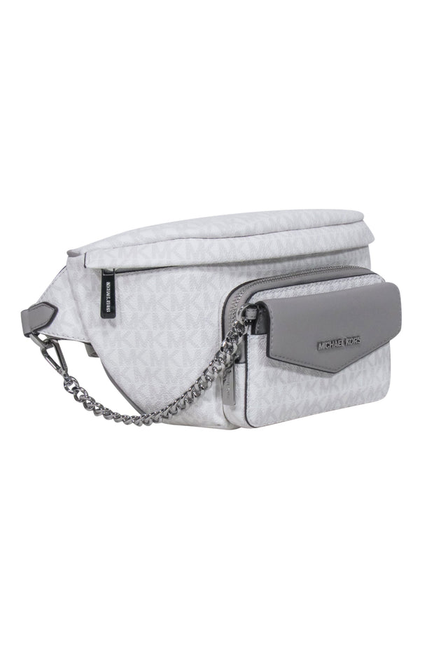 Current Boutique-Michael Kors - White & Light Grey Maisie Logo Sling Pack