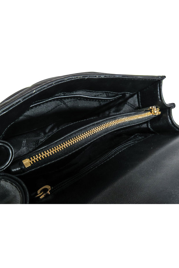 Current Boutique-Michael Kors - Black Quilted Leather Crossbody Bag w/ Gold Chain Strap
