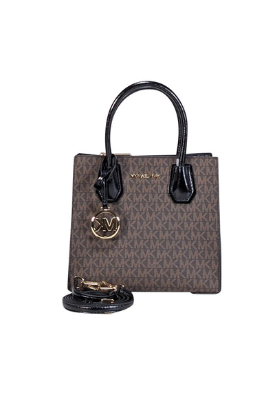 Michael Kors - Brown & Black Logo Canvas Crossbody w/ Leather Trim - Current Boutique