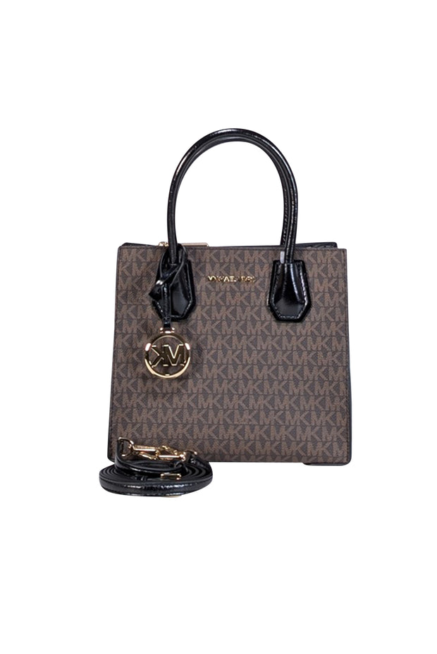 Michael Kors - Brown & Black Logo Canvas Crossbody w/ Leather Trim - Current Boutique