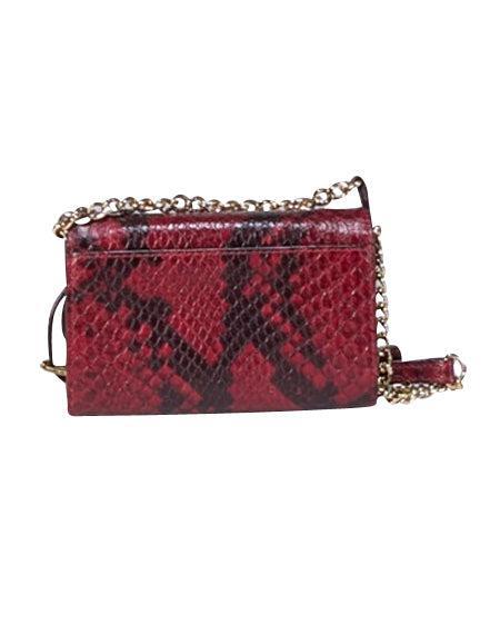 Current Boutique-Michael Kors - Red & Black Snake Embossed Leather Wallet On Chain Crossbody Bag