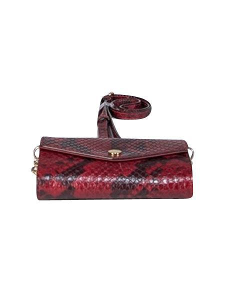 Current Boutique-Michael Kors - Red & Black Snake Embossed Leather Wallet On Chain Crossbody Bag