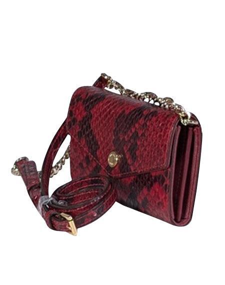 Current Boutique-Michael Kors - Red & Black Snake Embossed Leather Wallet On Chain Crossbody Bag