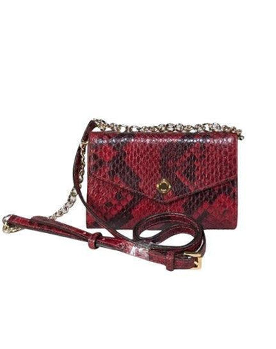Current Boutique-Michael Kors - Red & Black Snake Embossed Leather Wallet On Chain Crossbody Bag