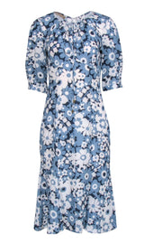 Current Boutique-Michael Kors Collection - Blue Floral Silk Midi Dress Sz 8