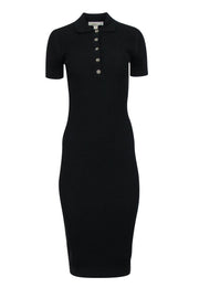 Current Boutique-Michael Kors - Black Ribbed Knit Short Sleeve Midi Dress Sz XS