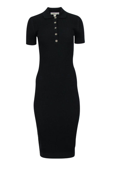 Current Boutique-Michael Kors - Black Ribbed Knit Short Sleeve Midi Dress Sz XS