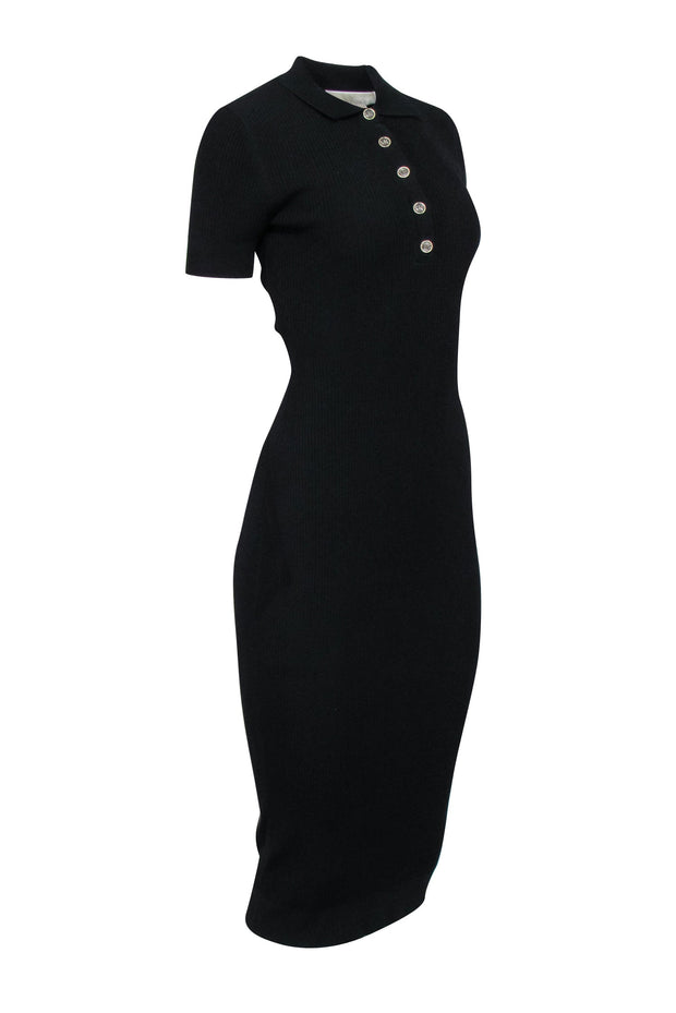 Current Boutique-Michael Kors - Black Ribbed Knit Short Sleeve Midi Dress Sz XS