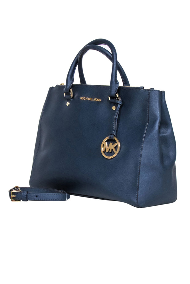 Current Boutique-Michael Kors - Navy Saffiano Leather Satchel