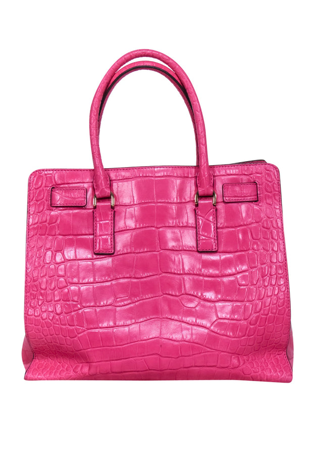 Current Boutique-Michael Kors - Hot Pink Croc Embossed Leather Satchel Bag