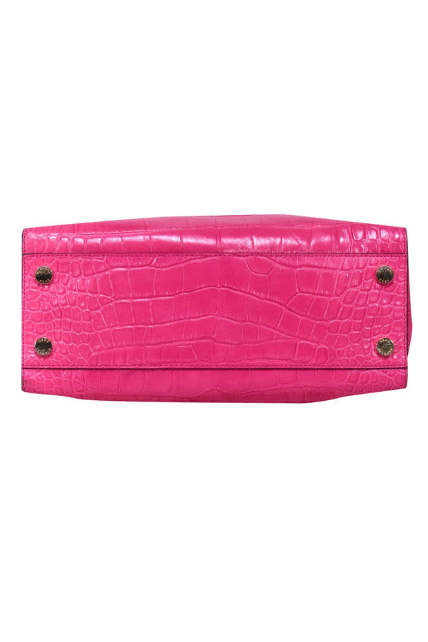 Current Boutique-Michael Kors - Hot Pink Croc Embossed Leather Satchel Bag
