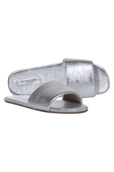 Current Boutique-Michael Kors Collection - Silver Slide Sandals Sz 9