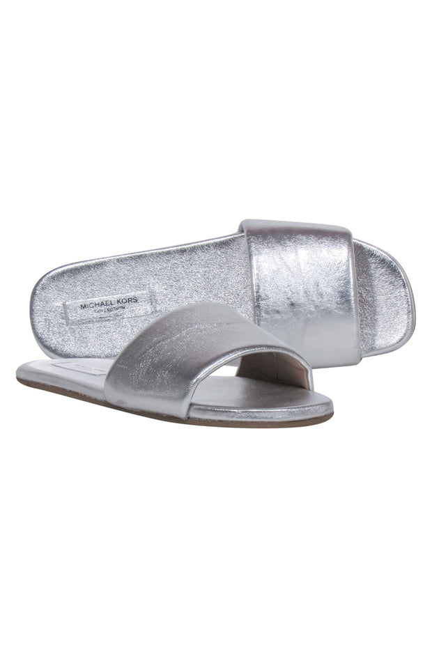 Current Boutique-Michael Kors Collection - Silver Slide Sandals Sz 9