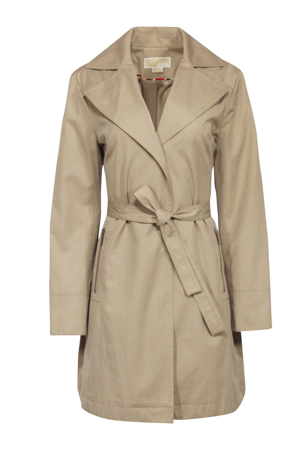 Current Boutique-Michael Kors - Beige Covered Button Trench Coat Sz L