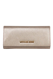 Current Boutique-Michael Kors - Gold Saffiano Leather Long Wallet