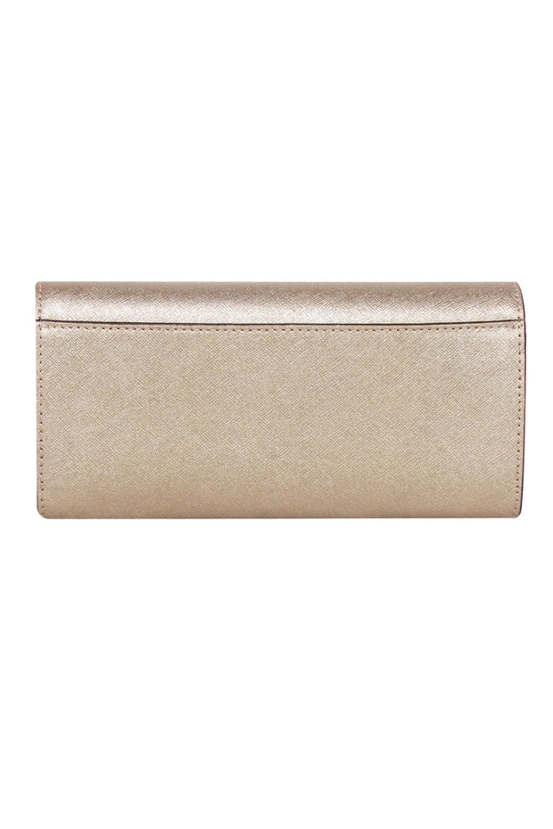 Current Boutique-Michael Kors - Gold Saffiano Leather Long Wallet