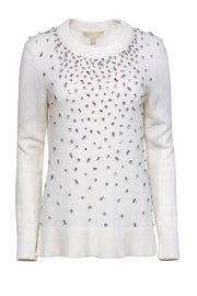 Current Boutique-Michael Michael Kors - Ivory Embellished Wool Blend Sweater Sz M