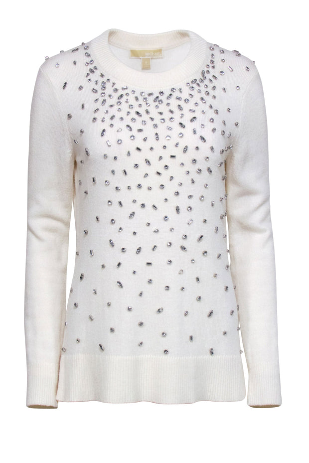 Current Boutique-Michael Michael Kors - Ivory Embellished Wool Blend Sweater Sz M