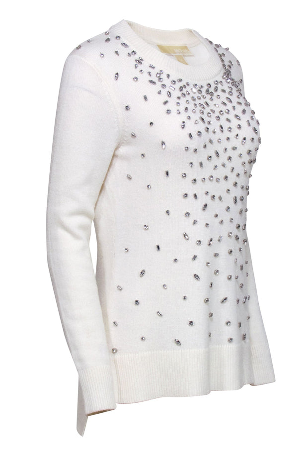 Current Boutique-Michael Michael Kors - Ivory Embellished Wool Blend Sweater Sz M