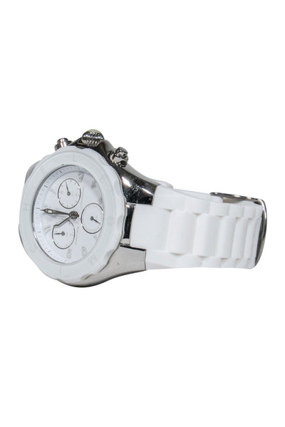 Current Boutique-Michele - White Silicone Band Stainless Steel Watch