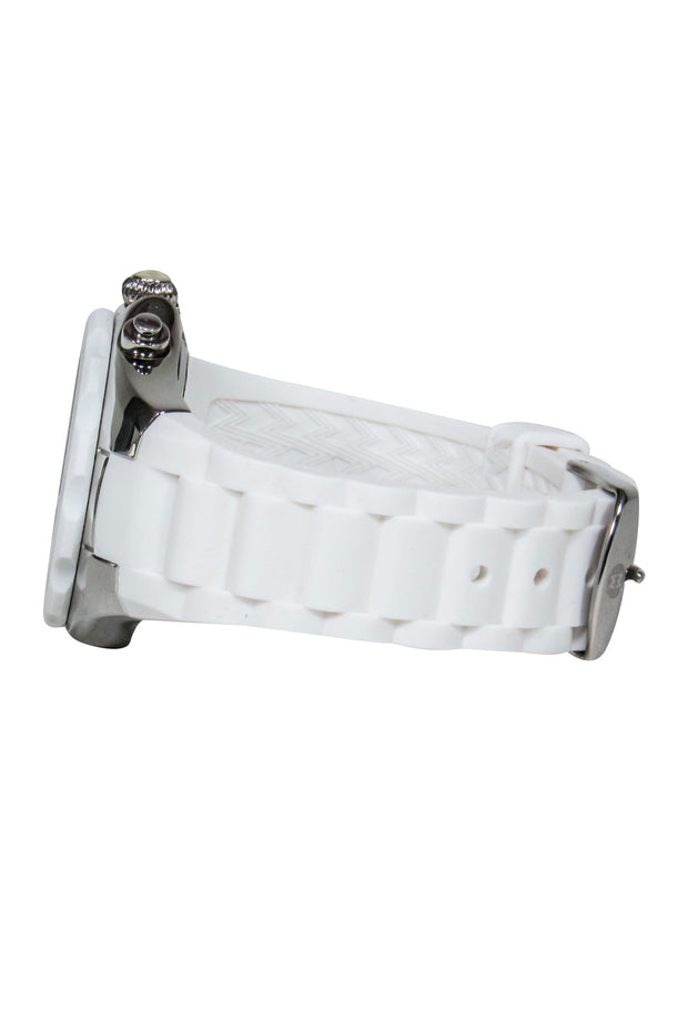 Current Boutique-Michele - White Silicone Band Stainless Steel Watch