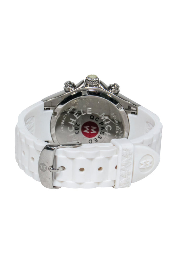Current Boutique-Michele - White Silicone Band Stainless Steel Watch