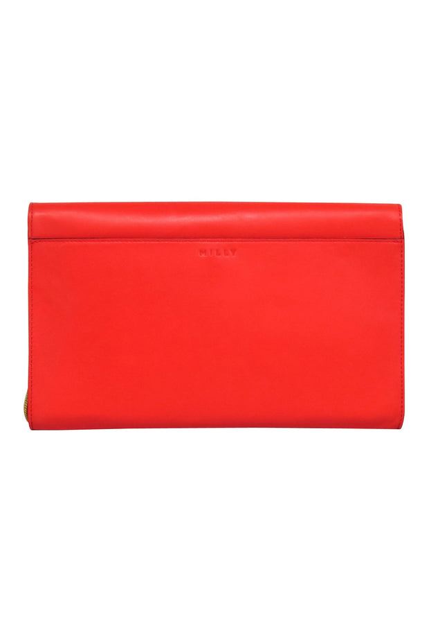 Current Boutique-Milly - Red Leather Clutch on Strap w/ Gold Grommets