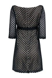 Current Boutique-Milly - Black Crochet Lace w/ Champagne Lining Crop Sleeve Dress Sz 4