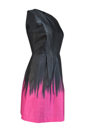 Current Boutique-Milly - Black Satin Sleeveless Dress w/ Pink Hem Sz 4