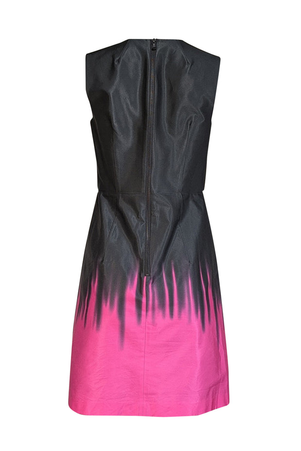 Current Boutique-Milly - Black Satin Sleeveless Dress w/ Pink Hem Sz 4