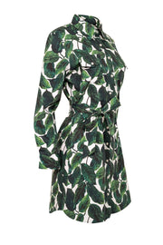 Current Boutique-Milly - Green & White Leaf Print Cotton Shirtdress Sz 12