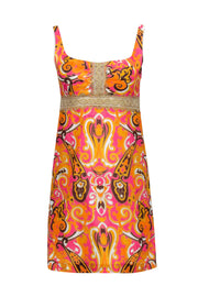 Current Boutique-Milly - Orange, Pink,Yellow, & Gold Paisley Print Dress Sz 4