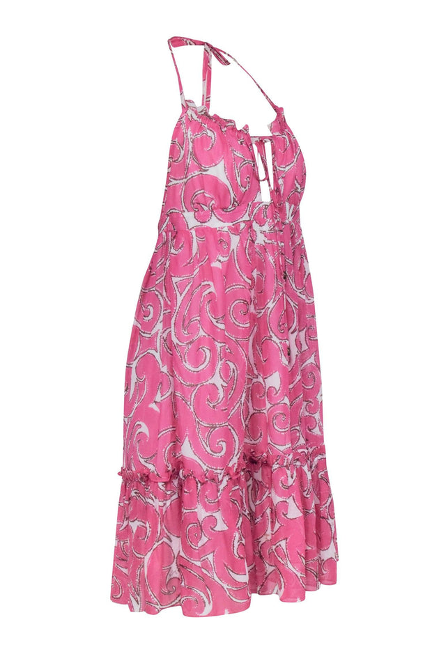 Current Boutique-Milly - Pink & Cream Print Halter Dress Sz 8