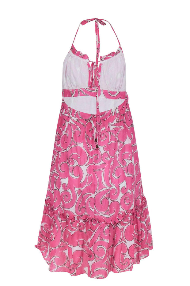 Current Boutique-Milly - Pink & Cream Print Halter Dress Sz 8