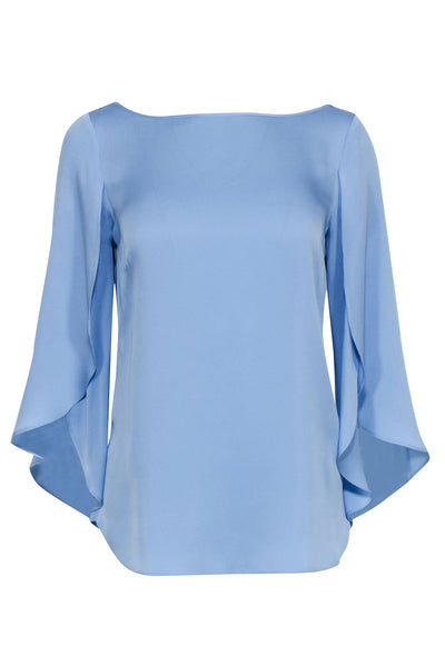 Current Boutique-Milly - Light Blue Silk Blend Petal Sleeve Blouse Sz 4