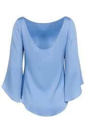 Current Boutique-Milly - Light Blue Silk Blend Petal Sleeve Blouse Sz 4