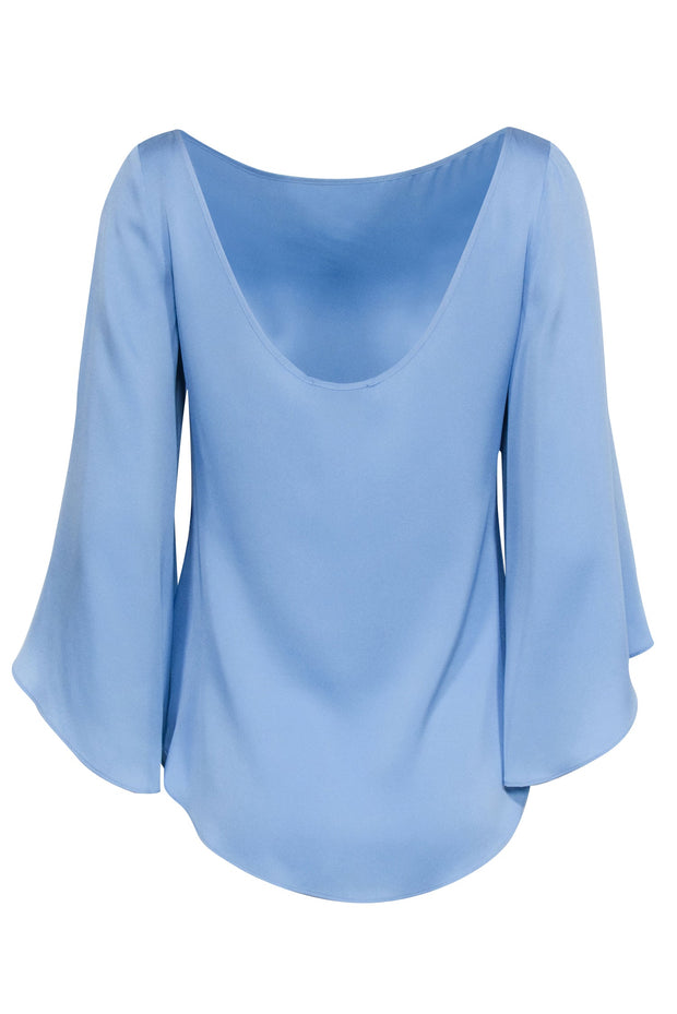 Current Boutique-Milly - Light Blue Silk Blend Petal Sleeve Blouse Sz 4