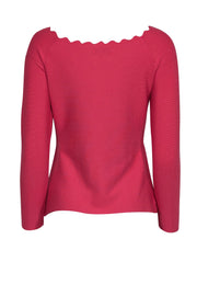Current Boutique-Milly - Hot Pink Scalloped Square Neck Top Sz M
