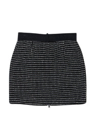 Current Boutique-Milly - Black & White Dotted Skirt w/ Metallic Black Grid Detail Sz 10