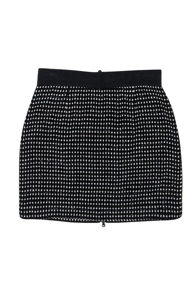 Current Boutique-Milly - Black & White Dotted Skirt w/ Metallic Black Grid Detail Sz 10