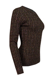 Current Boutique-Milly - Black w/ Multicolor Metallic Threading Cable Knit Sweater Sz S