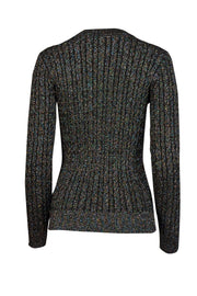 Current Boutique-Milly - Black w/ Multicolor Metallic Threading Cable Knit Sweater Sz S