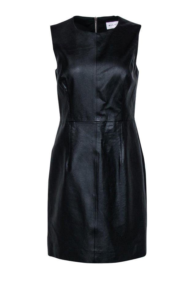 Current Boutique-Milly - Black Leather Sleeveless Dress Sz 10