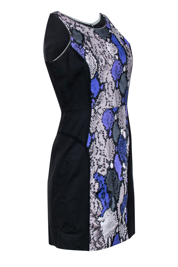 Current Boutique-Milly - Black, Purple, & Grey Snake Skin Print Sleeveless Sheath Dress Sz 6