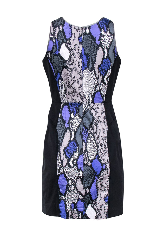 Current Boutique-Milly - Black, Purple, & Grey Snake Skin Print Sleeveless Sheath Dress Sz 6