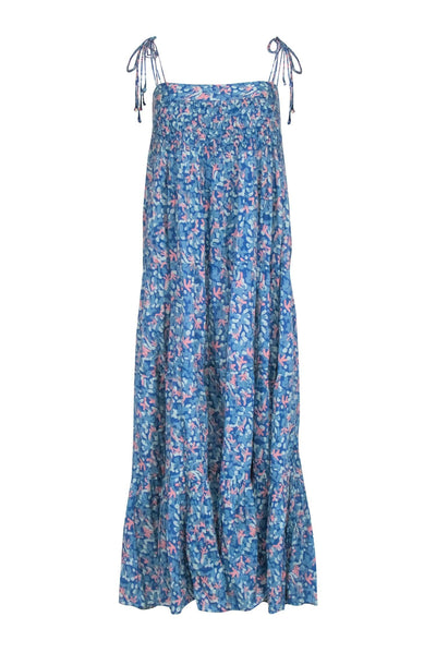 Current Boutique-Mirth - Blue & Pink Floral Print Maxi Dress Sz S